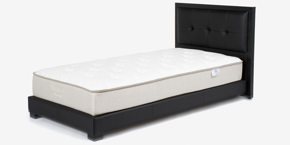 ベッドフレーム「Nジオ」半革張りブラック色 床板仕様 | 【公式】大塚