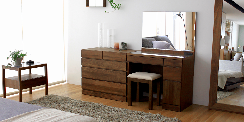 ドレッサー「レッチェ」スツール付き ウォールナット材 | 【公式】大塚