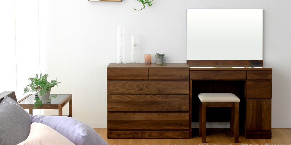 ドレッサー「レッチェ」スツール付き ウォールナット材 | 【公式】大塚