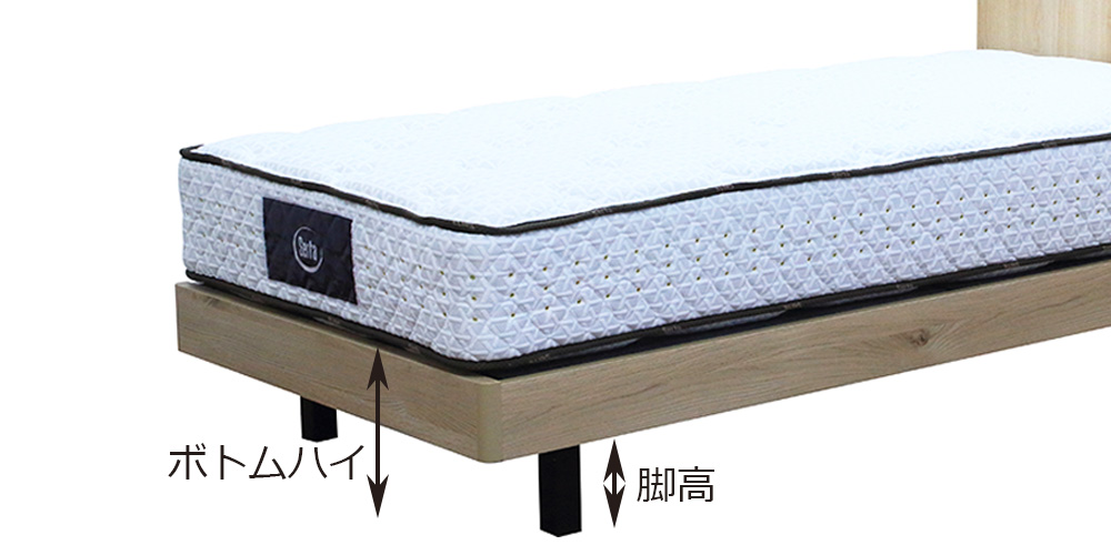 ベッドフレーム「シムリ 1961」ステーションタイプ ボトムハイ2タイプ