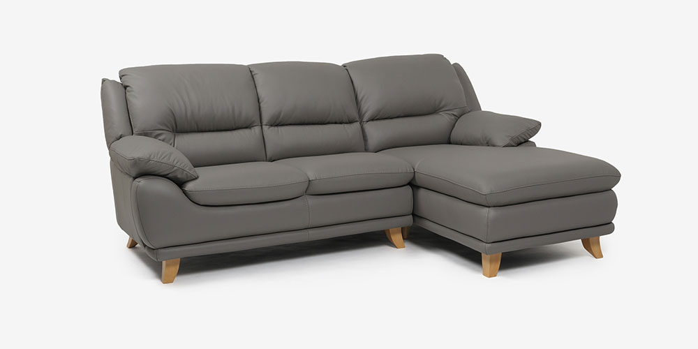 カウチソファ 向って右カウチ「オースチンKD」幅227cm 革#H/S-042E