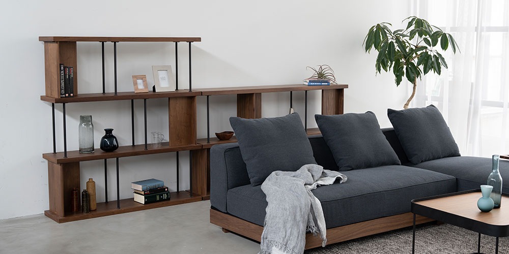 シェルフ 「デリック」 幅160cm ロータイプ ウォールナット材 | 【公式