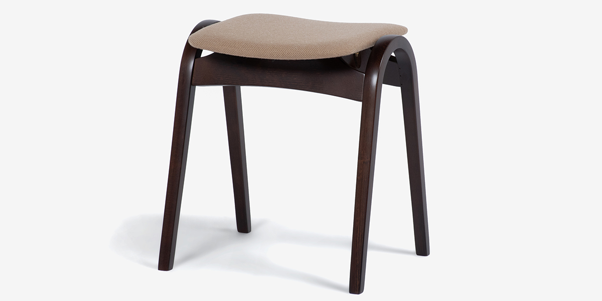 秋田木工 スツール「No.202」ブナ材WNウォールナット色 張地#A-11