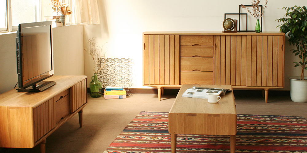 起立木工 テレビボード 「KISSUI (キッスイ)」ナラ材 全2サイズ