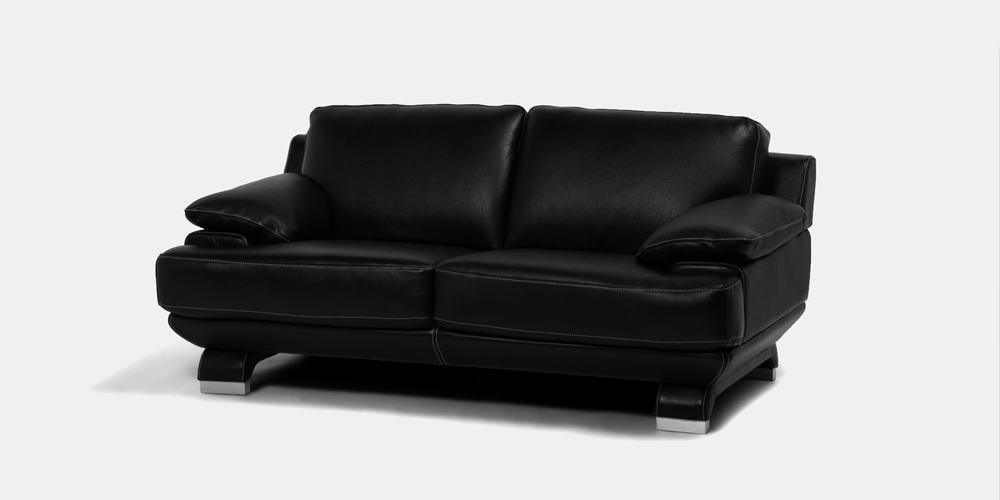 ラブソファ 2人掛け「L/S 01（エルエス01）」幅175cm 革ブラック色 #R