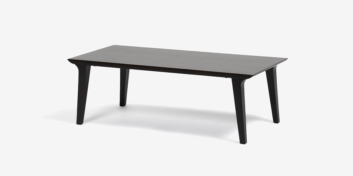 センターテーブル「ハイヒール」オーク材 ダークブラウン色 幅120cm