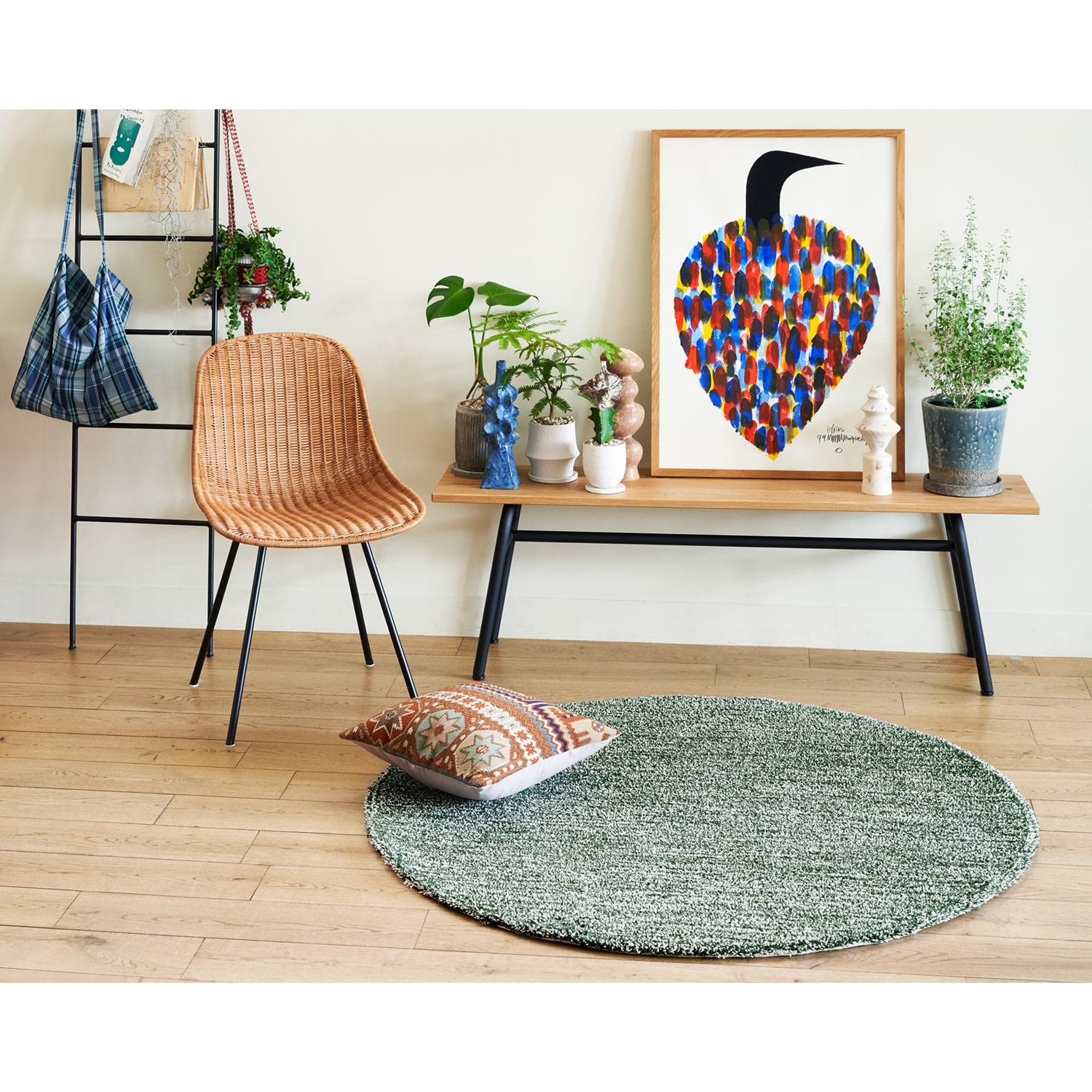 ラグ Fioriウールツイスト15 円形120cm グリーン｜ラグ一覧｜IDEE SHOP