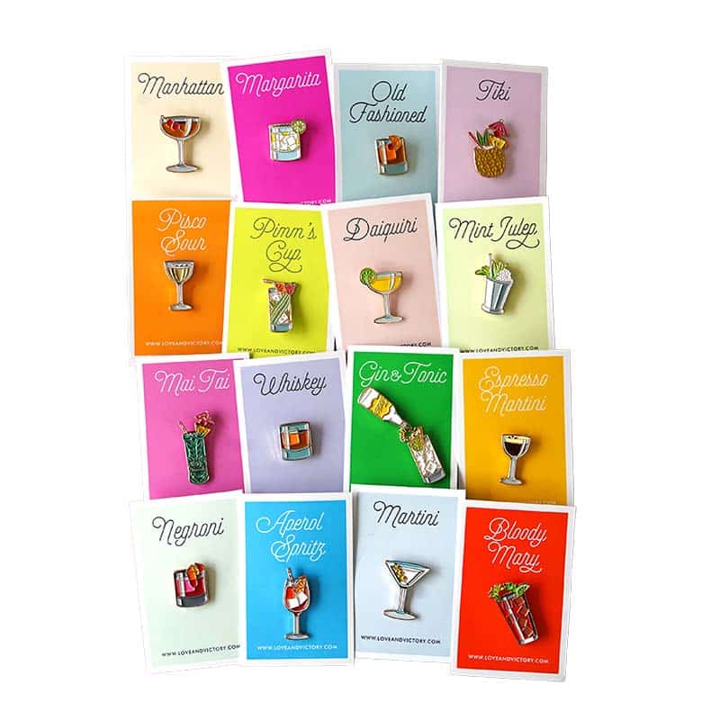 The Ultimate Bartender Bundle - 12 cocktail pin badges - i heart