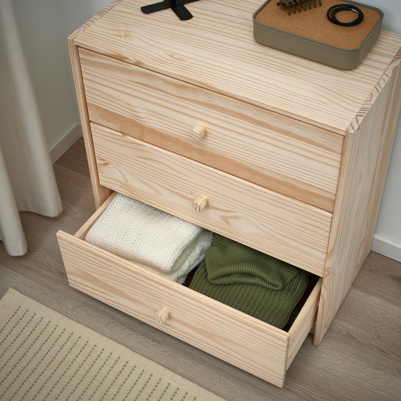 RAST 3-drawer chest, pine, 62x68 cm (243/8x263/4