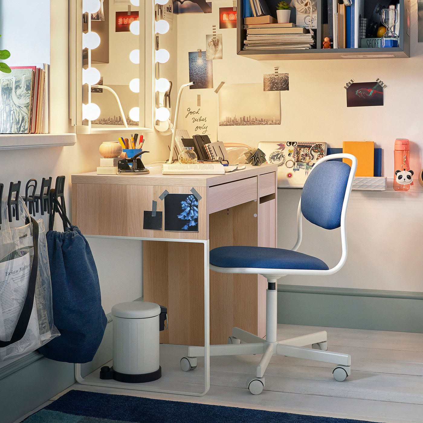 MICKE ミッケ デスク, ホワイトステインオーク調, 105x50 cm - IKEA