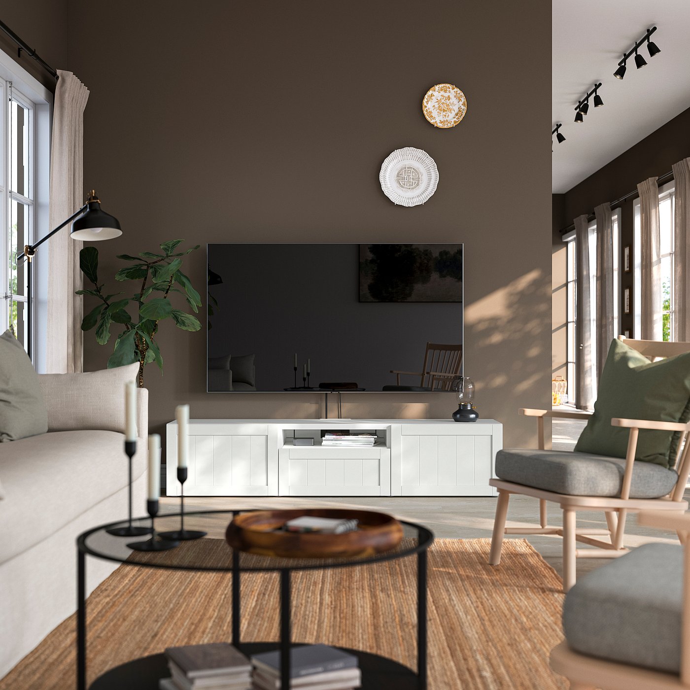 BESTÅ ベストー テレビ台, ホワイト/ピープマカレ ホワイト, 180x42x39