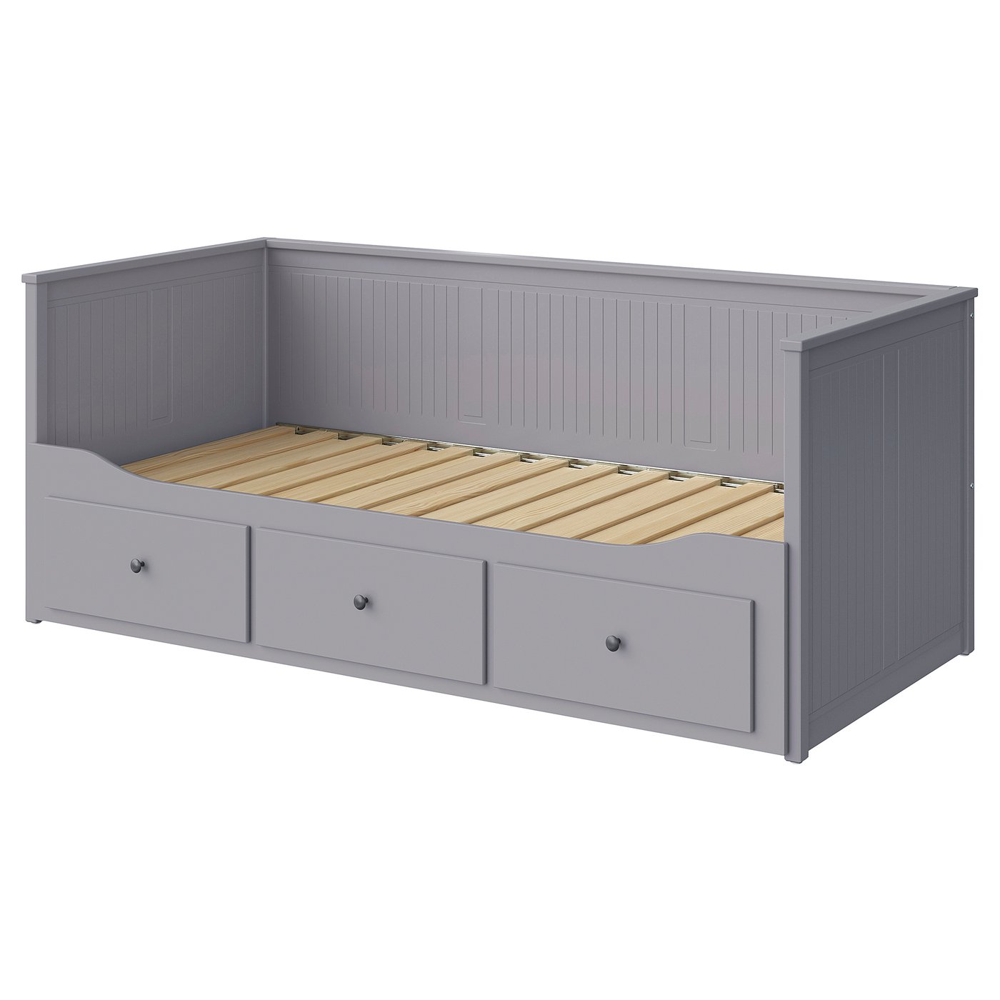 HEMNES ヘムネス デイベッドフレーム（引き出し×3）, グレー - IKEA