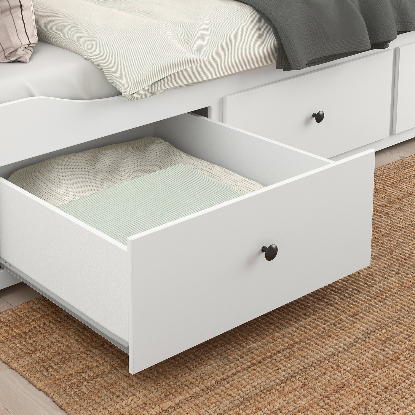 HEMNES ヘムネス デイベッドフレーム（引き出し×3）, ホワイト, 80x200
