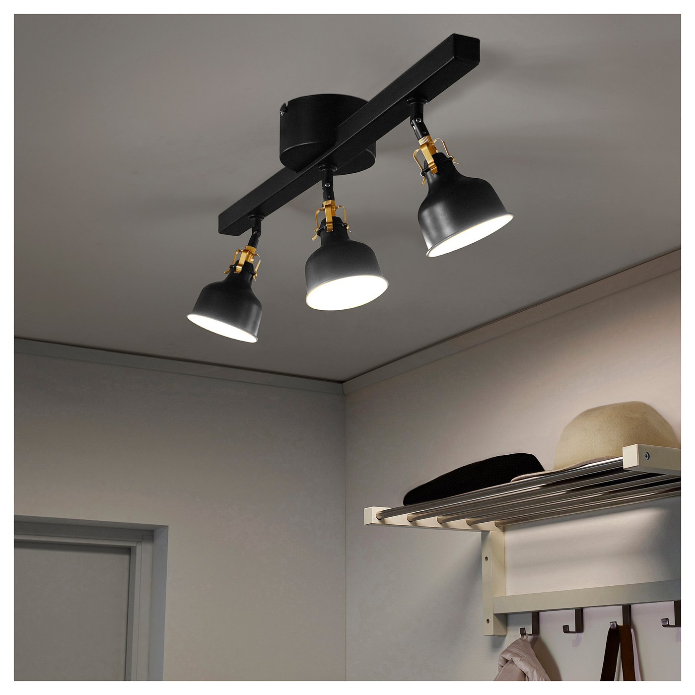 RANARP ラーナルプ シーリングトラック スポットライト3個, ブラック