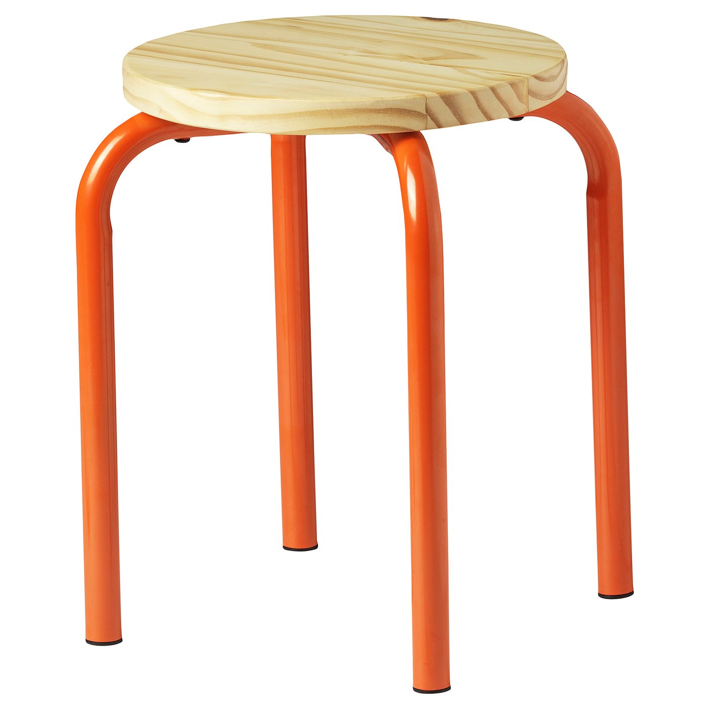 DOMSTEN stool, orange/pine - IKEA