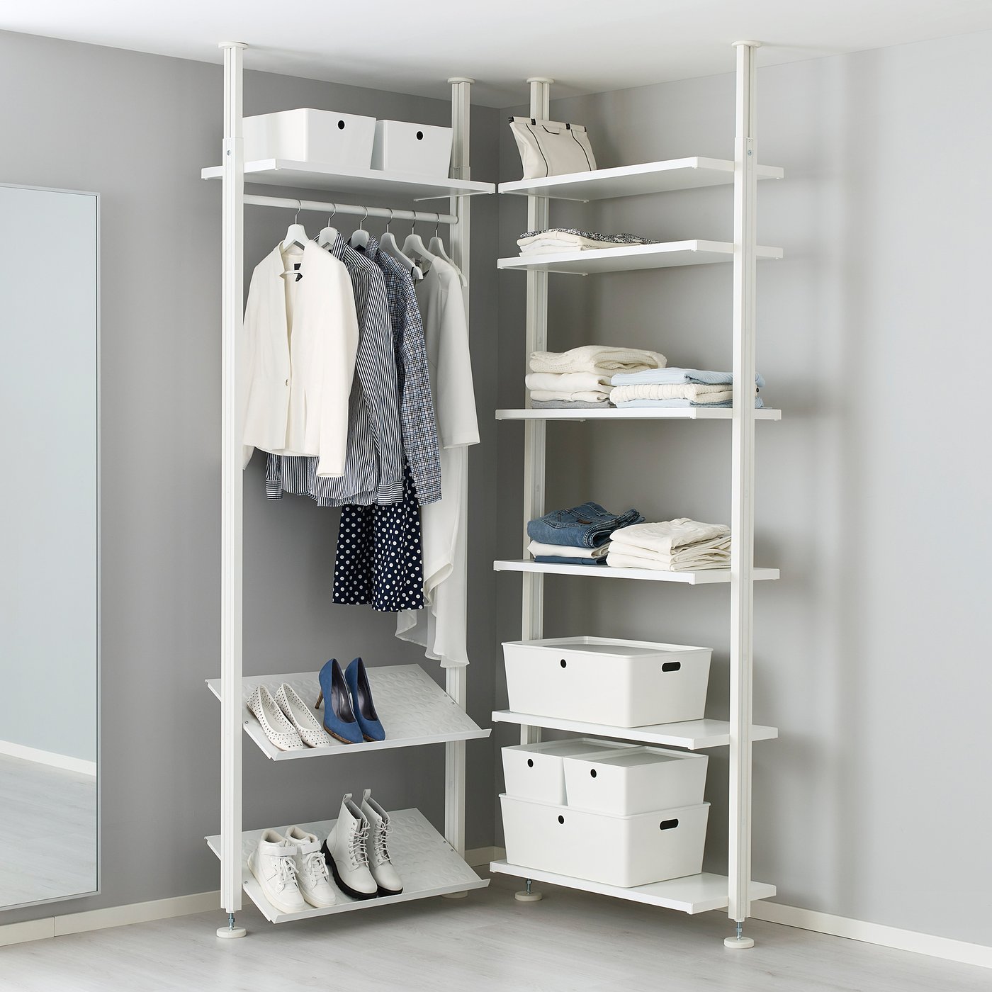 ELVARLI wardrobe combination, white, 361/8/361/8x871/4-1373/4