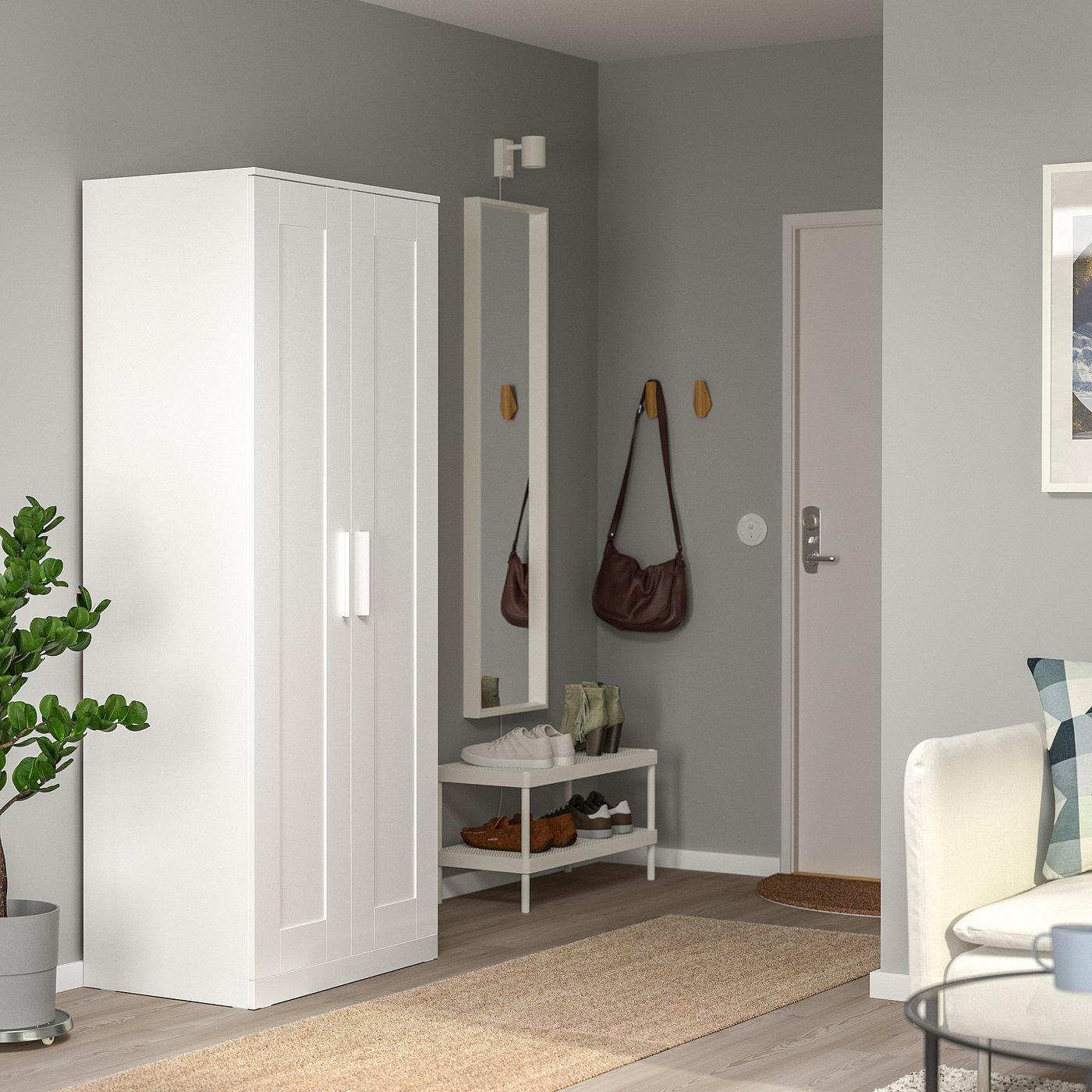 BRIMNES wardrobe with 2 doors, white, 303/4x195/8x743/4
