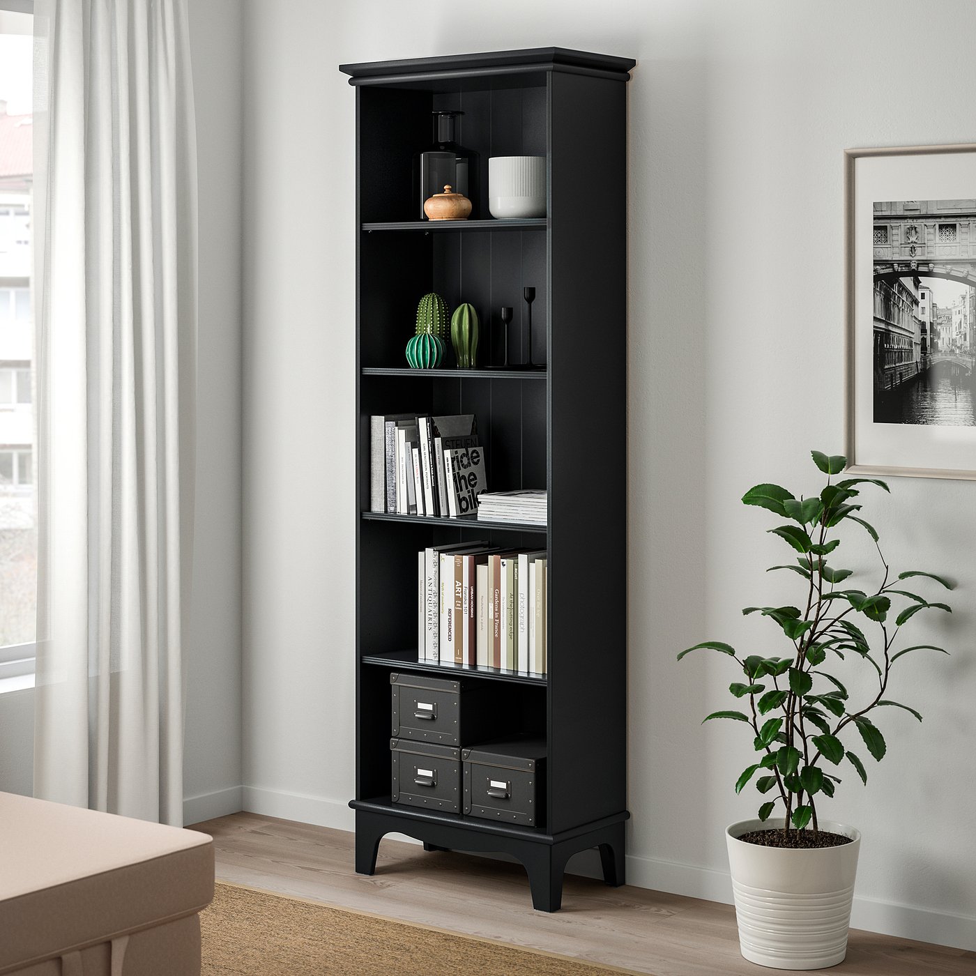 LOMMARP bookcase, black, 255/8x783/8