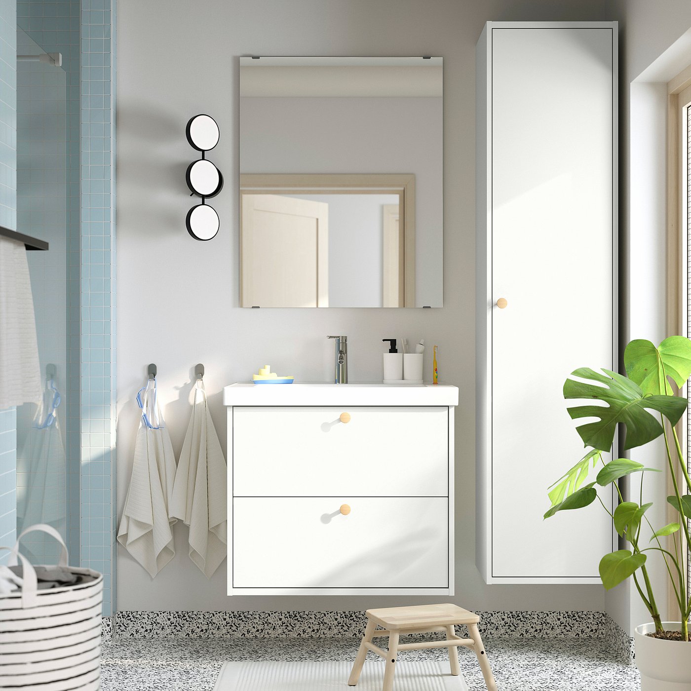 HAVBÄCK high cabinet with doors, white, 18x15x77