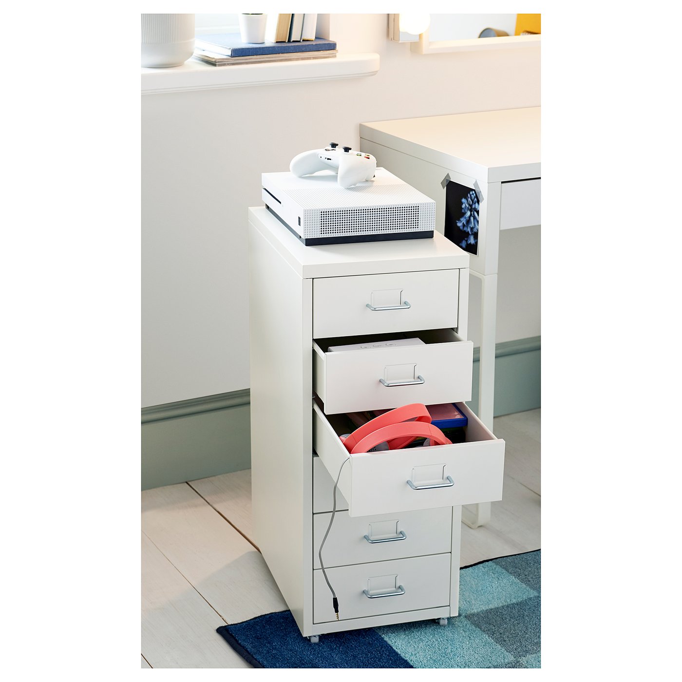 HELMER Drawer unit on casters, white, 11x27 1/8