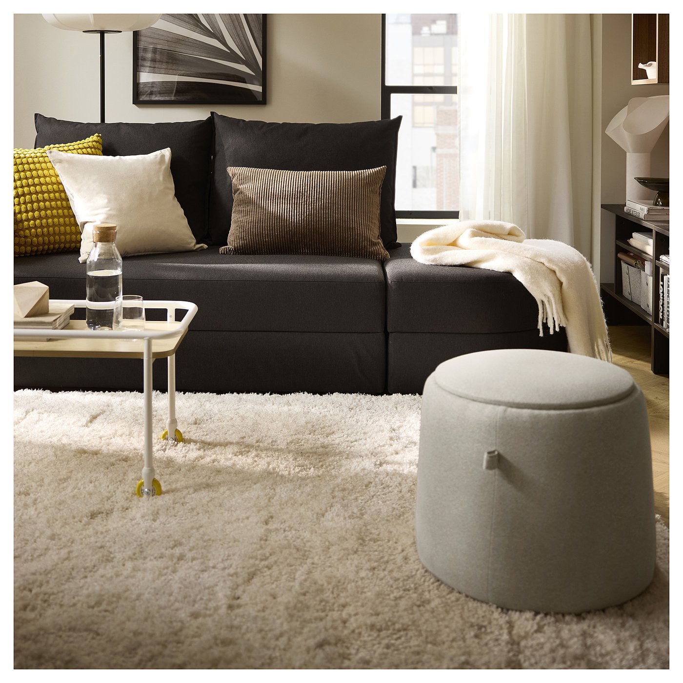 VOLLERSLEV rug, high pile, white, 5'3