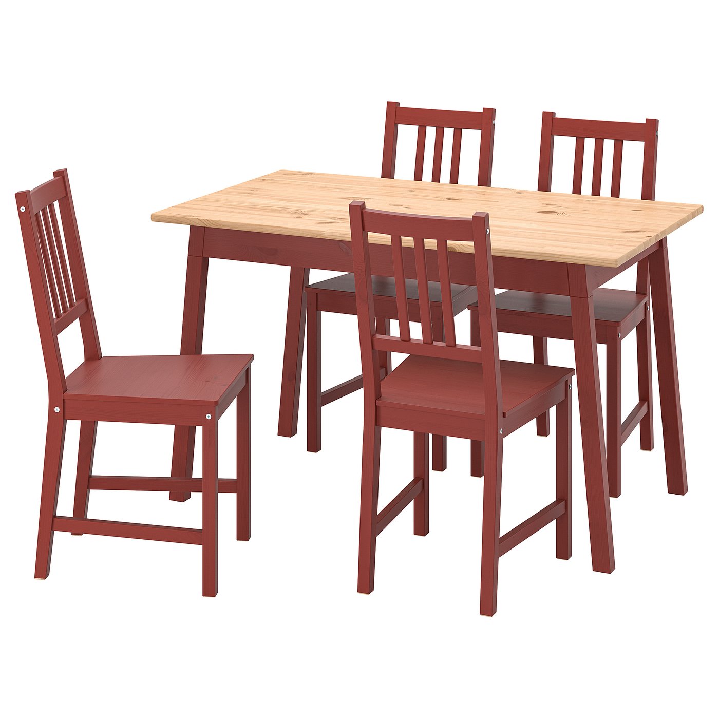 PINNTORP / PINNTORP table and 4 chairs, light brown stained red