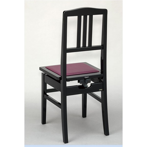 甲南 NO.5 黒塗・エンジ座面 (ピアノ椅子 背付きタイプ)【日本製