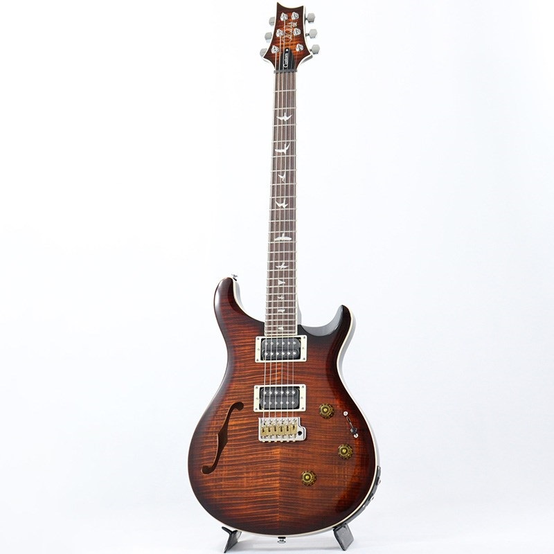 P.R.S. SE Custom 24 Semi-Hollow Piezo (Orange Tiger Smokeburst