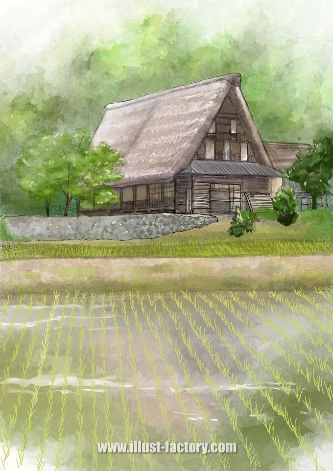 水彩画風写真を元にした風景イラスト制作例 G359 | イラスト工房