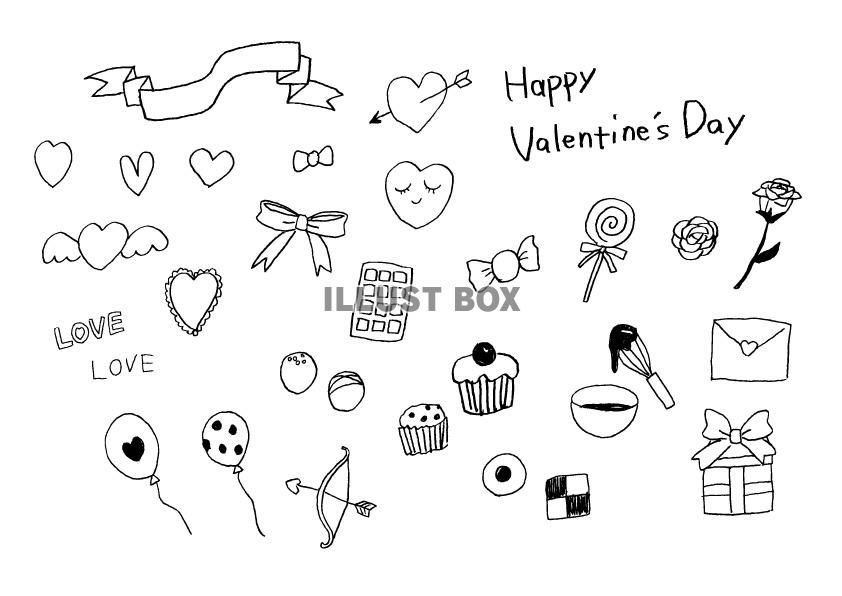 手書きバレンタインイラストセット：イラスト無料