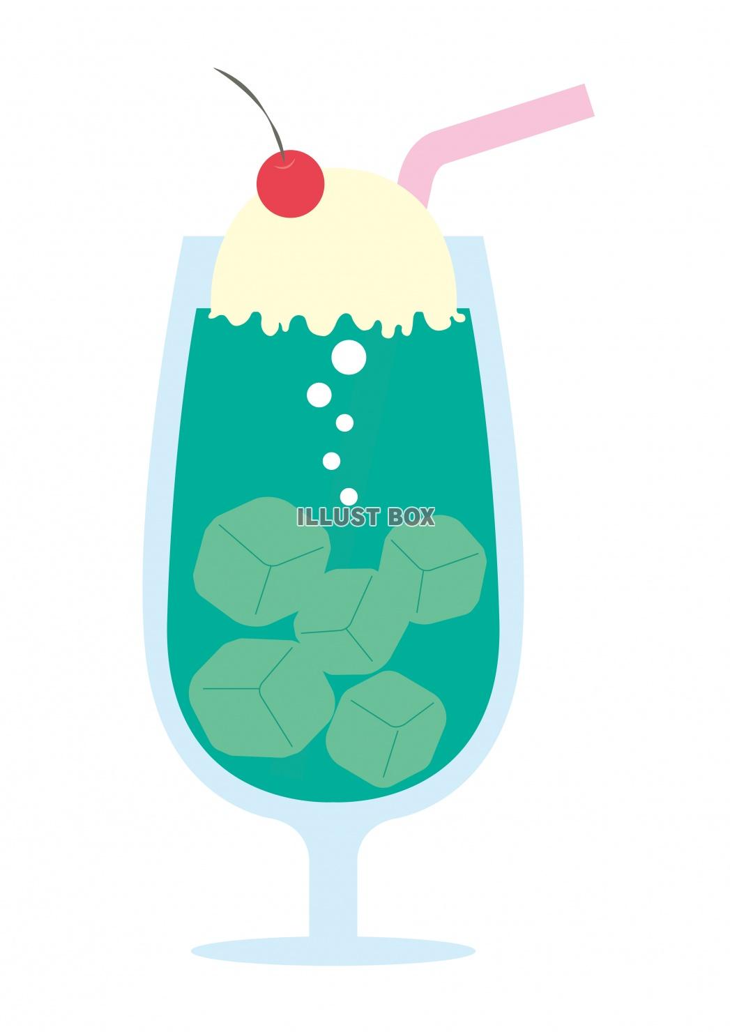 クリームソーダ レトロ イラスト：イラスト無料