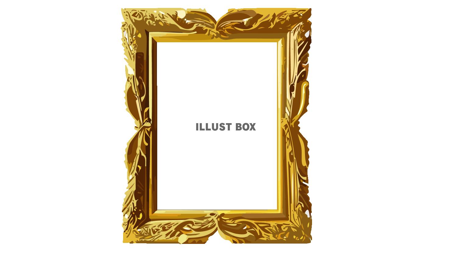 豪華な金色の縦型フレーム：イラスト無料