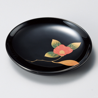 銘々皿 椿 黒 5枚セット 木製 漆塗り (製造中止) 漆器の井助