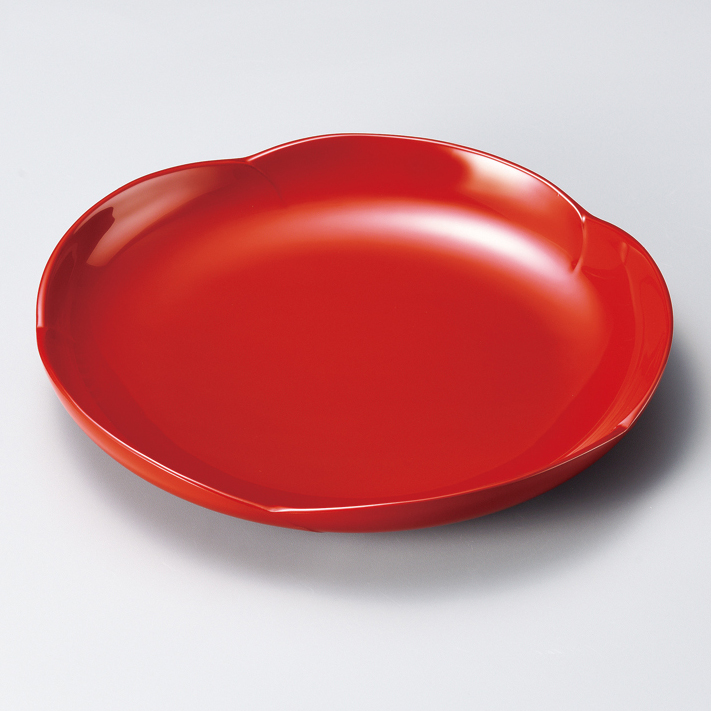 大皿 花こころ 朱/溜 漆塗り 12-07203/07204 漆器の井助