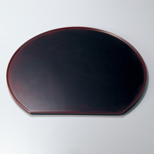 半月膳 13.0 黒/溜 木製 漆塗り ランチョンマット・折敷 12-08503