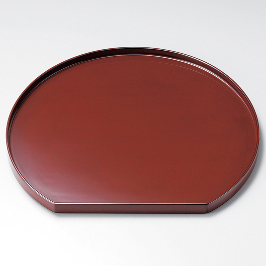 半月膳 12.0 古代朱/溜 木製 漆塗り ランチョンマット・折敷 12-08501