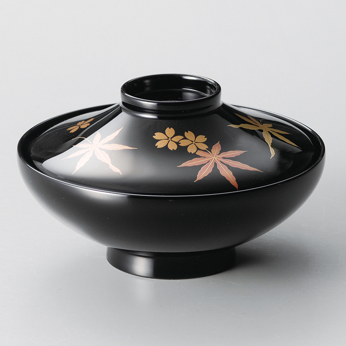 煮物椀 春秋 富士型 黒 5客セット 漆塗り (製造中止) 漆器の井助