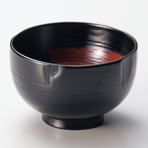 汁椀 荒挽き 古代朱/黒 漆塗り・木製 （製造中止） 漆器の井助