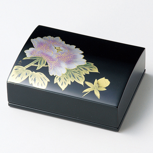 名刺箱 沈金富貴 大 黒 木製 漆塗り 名刺入れ・名刺ケース 12-12306