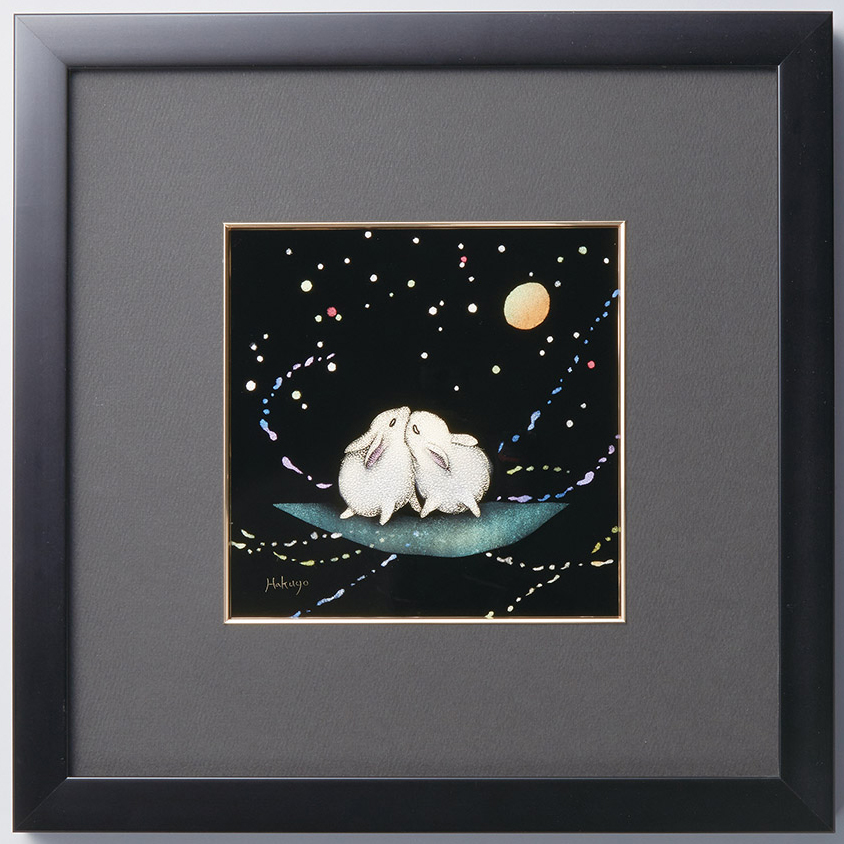 パネル 幸運の月うさぎ 木製 漆塗り 12-14402 漆器の井助