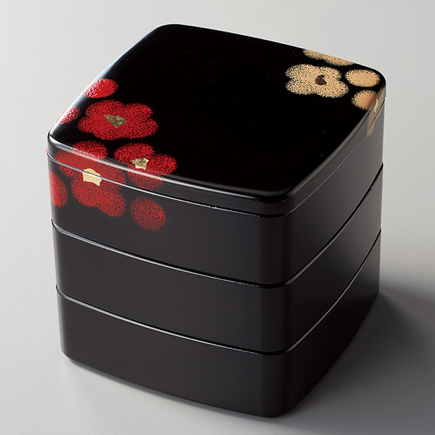 胴張三段重 5.0 うるし華 黒内朱【製造中止】 漆器の井助