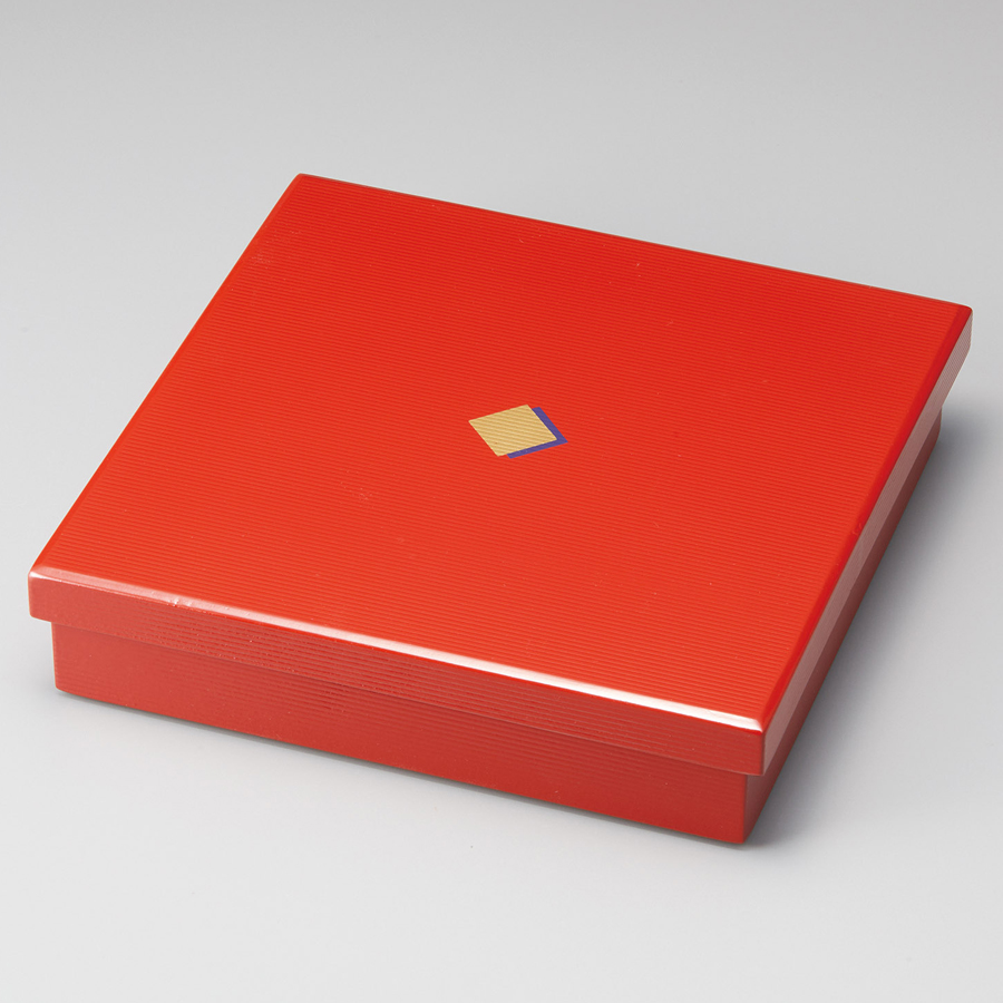 松花堂弁当箱 色紙 7.5 一ヶ重 朱 木製 木のランチボックス 12-11704