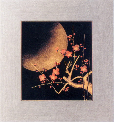 パネル 梅月 木製 漆塗り アート インテリア 12-14403 漆器の井助