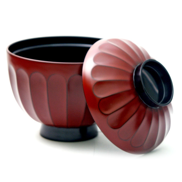 菊割吸物椀 古代根来 漆塗り 漆器の井助