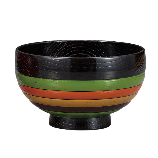 汁椀 目はじき 独楽文様 木製 漆塗り 木のお椀・味噌汁椀 FC3-1/2 漆器