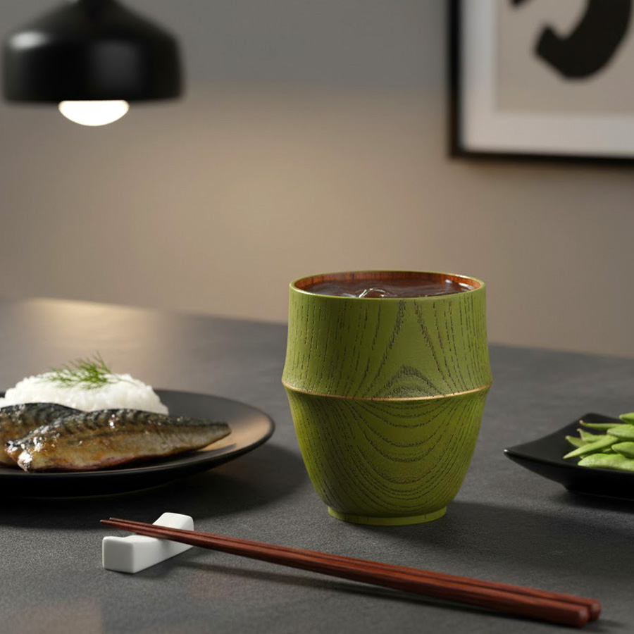 湯呑 段付金線 赤/黒/緑/洗朱/黄/青 木製 漆塗り FC12-13/14/15/16/17