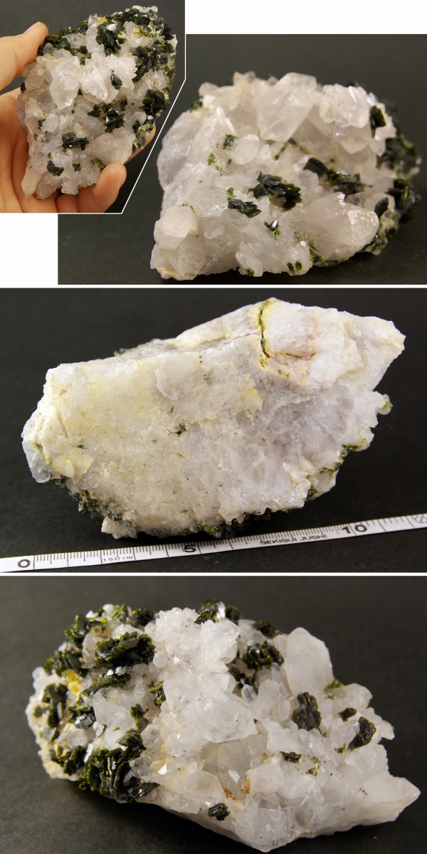 エピドート（緑レン石）共生水晶クラスター 399g *珍しい