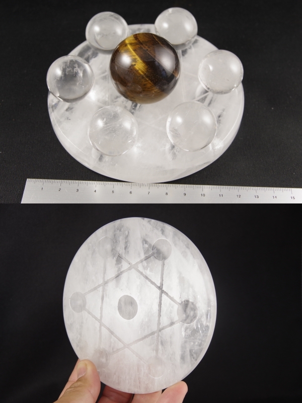 風水や開運アイテムに 水晶玉七星陣セット 天然石販売 名取貴石 天然石