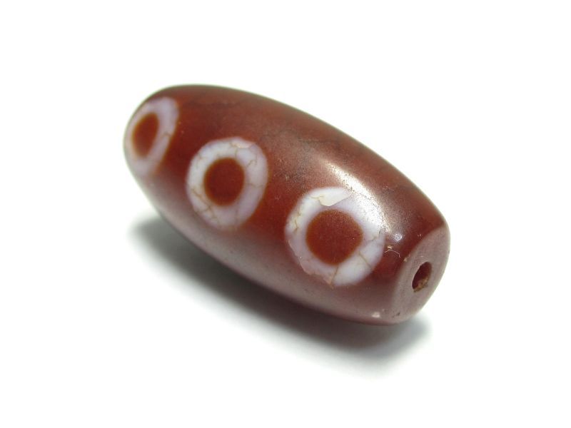 老鉱朱砂紅・三眼 財宝天王天珠 31mm - 石縁パワーストーン専門店