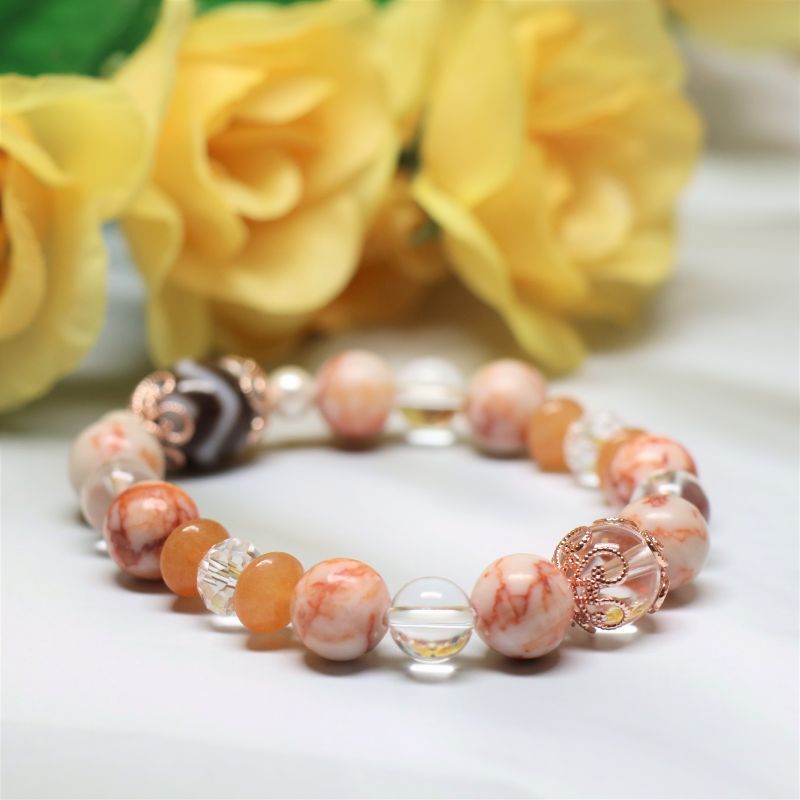 虎牙天珠ブレスレット パール 水晶 魔除け - 石縁パワーストーン専門店